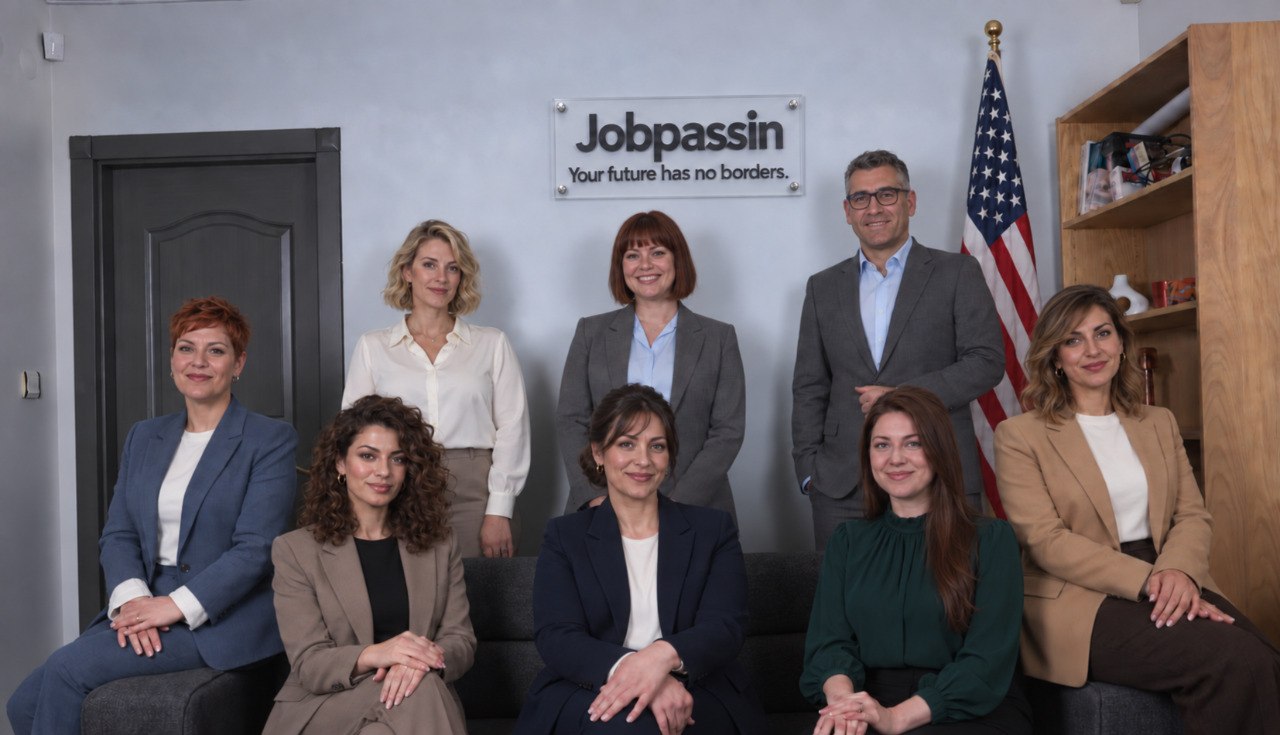 The JobPassIn team at the office